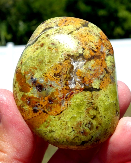 Fabulous Green Opal Crystal Massage Stone or Palm Stone with Quartz Vug For Sale