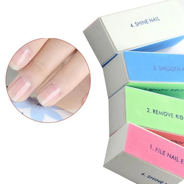 4 IN 1 NAIL BUFFER BLOCK Fine Grit Smooth Polish & Shine Remove Ridges ...