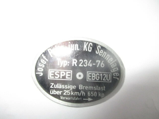 TYPENSCHILD SCHILD WESTFALIA AHK Anhängevorrichtung ID-plate 75kg Stützlast BJ EUR 44,95 - DE
