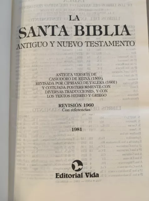 1960 La Santa Biblia Antiguo Y Nuevo Testamentos Hardcover Con Referencias