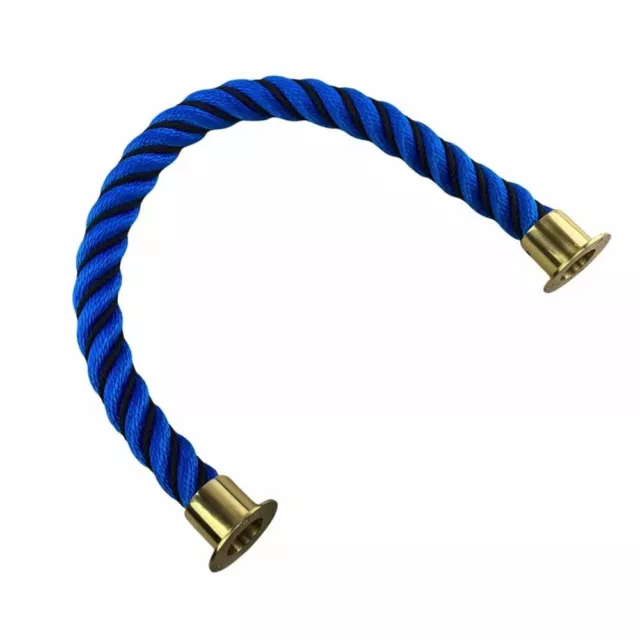 24mm Blue Softline Barrier Rope Wormed In Black x 3m c/w Brass Cup Ends