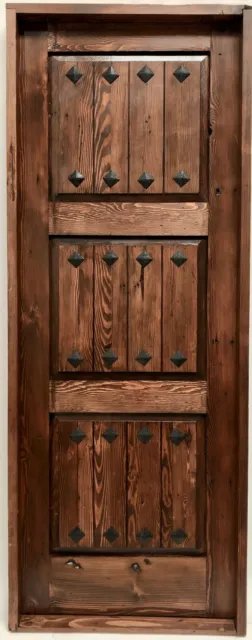 Rustic reclaimed lumber square top door solid wood castle winery nails heavy