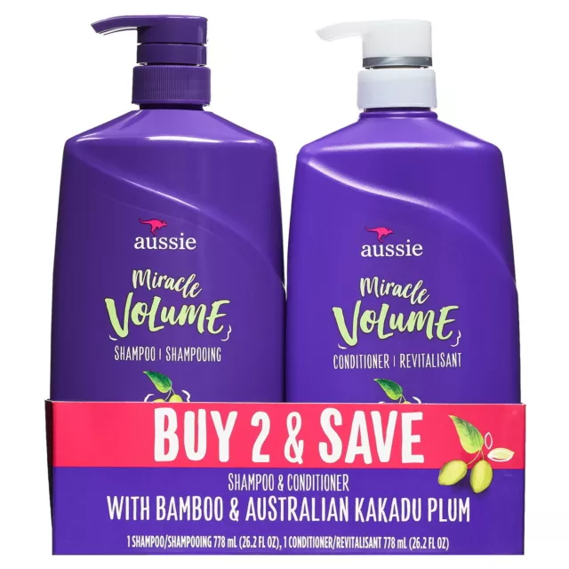 Aussie Miracle Volume Shampoo and Conditioner Hair Set 26.2 fl oz~