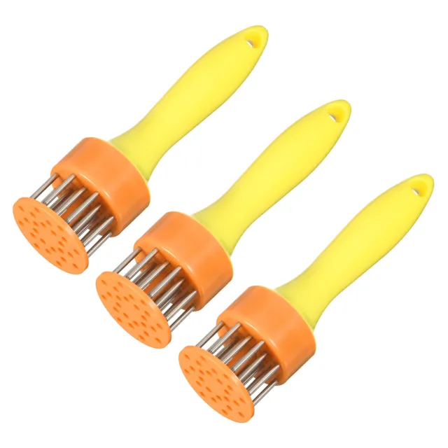 3Pcs Stainless Steel Meat Tenderizer, Meat Mallet Needle Nails, Yellow