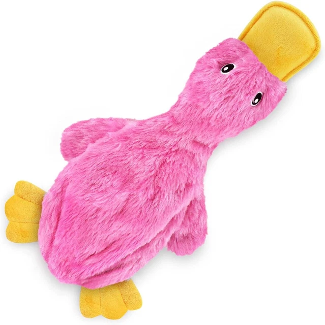 Best Pet Supplies Crinkle Dog Toy for All Breeds - Pink Duck Soft Squeaker