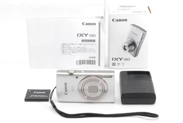 [NEAR MINT in Box]  Canon IXY 180 digital camera Silver w/strap From Japan