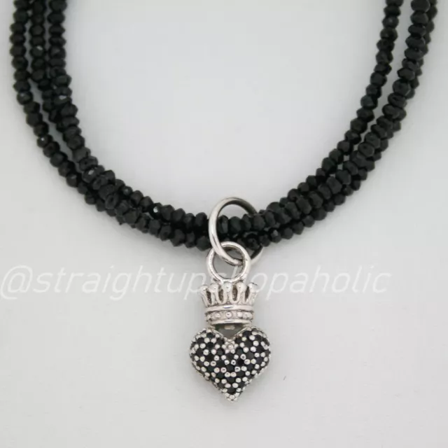 King Baby Black Spinel Bracelet SML BLK 3D Pave Crowned Heart Q40-5260 MSRP $295 3