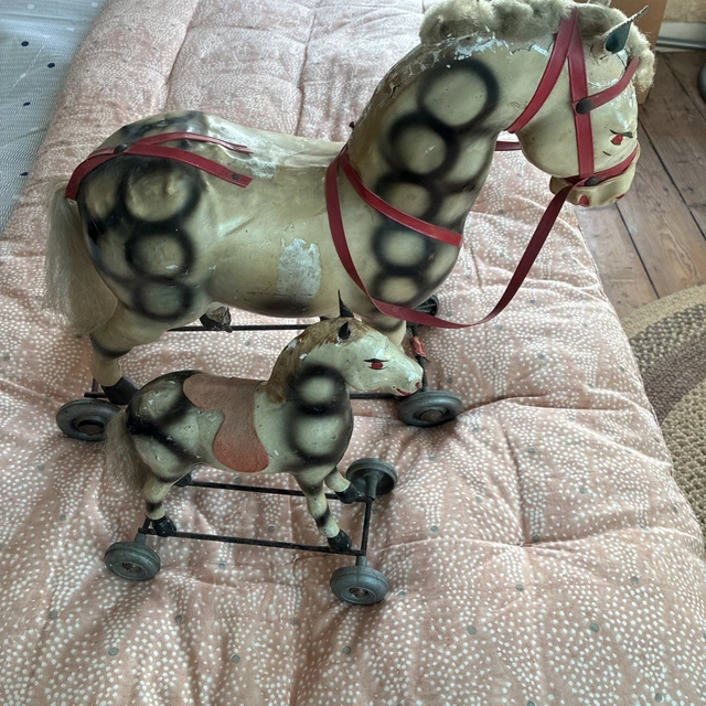 Ancien rare jouet tôle mécanique cow-boy cheval lasso KEIM Germany 1930