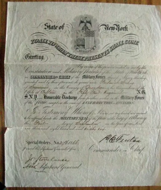 Civil War Syracuse New York Invasion And Insurrection Discharge