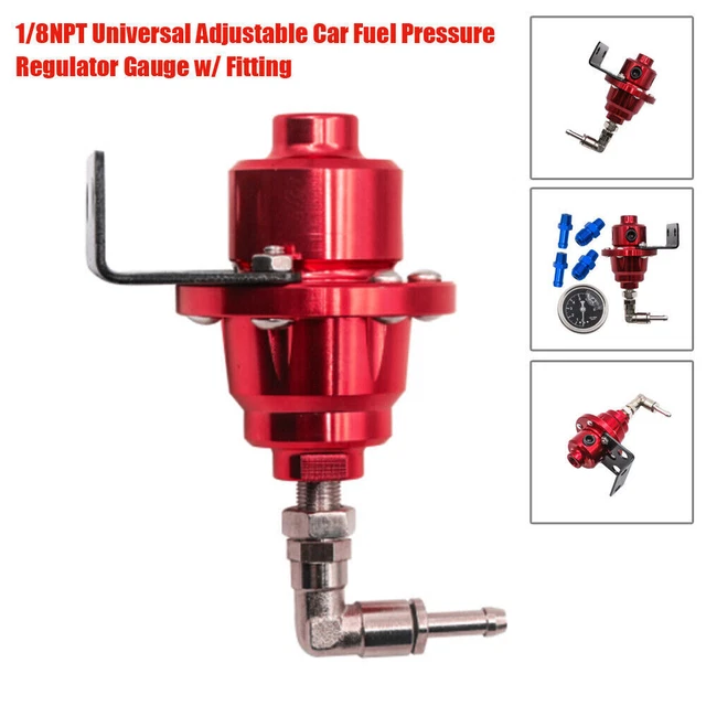 Universal Adjustable Aluminum Auto Fuel Pressure Regulator + Gauge + Fitting Kit