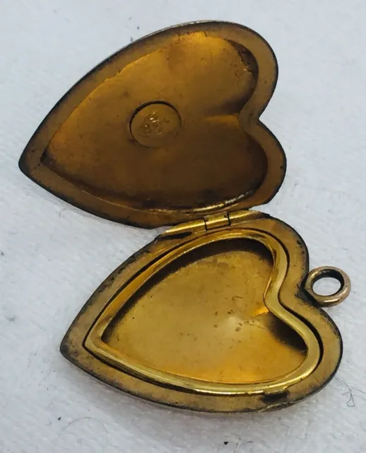Antik Viktorianisch Gefülltes Gelbgold Herz Medaillon Anhänger 2