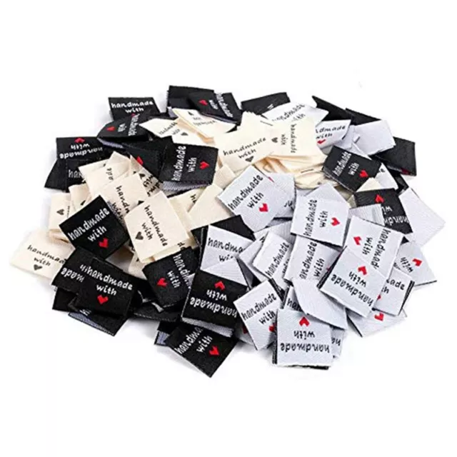 150 Pcs Handmade Sew-on Woven Clothing Labels Sewing Crafting Fabric Tags3306