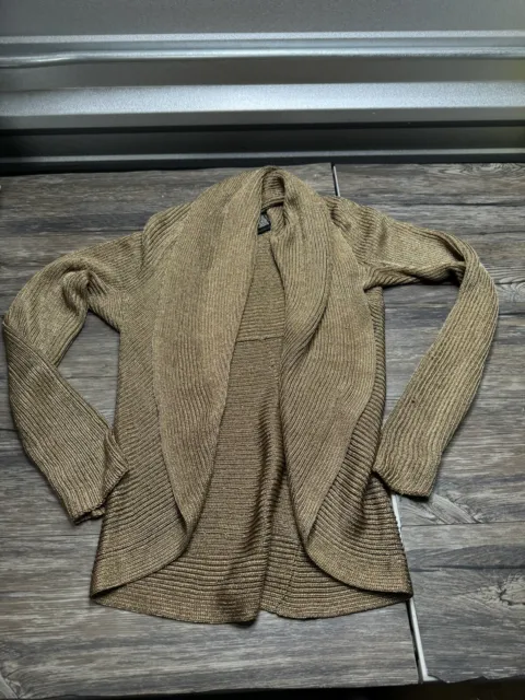 Ralph Lauren Black Label Metallic Gold Silk Open Shrug Sweater size M
