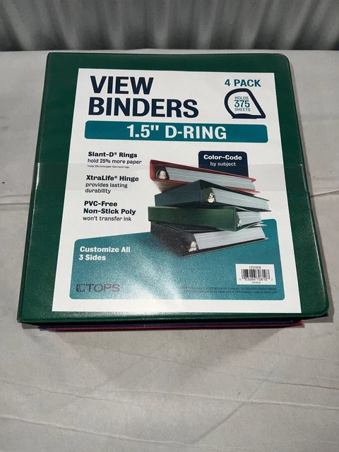 View Binders Slant View Binders Assorted Colors 1.5 Inch (4 Pack)