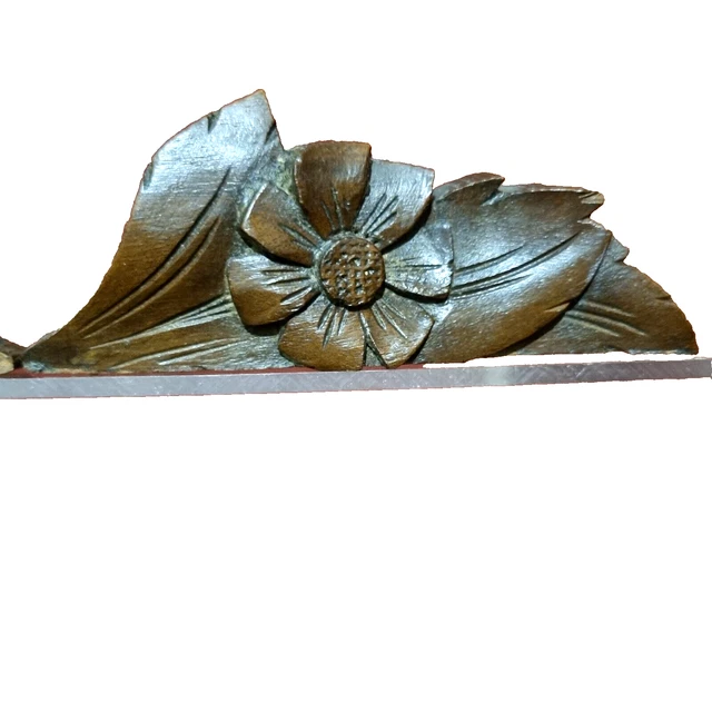 2 Scroll leaf flower wood carving pediment Antique French architectural salvage