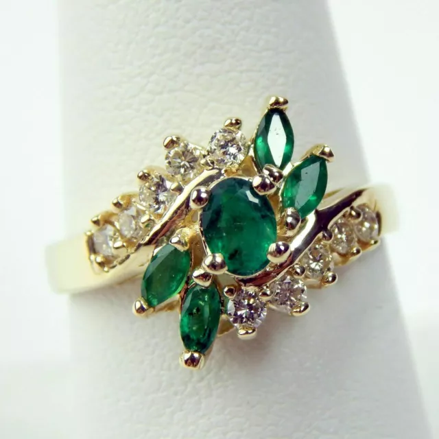 2.75 Ct Oval Simulated Emerald & Diamond Engagement Ring 14k Yellow Gold Plated