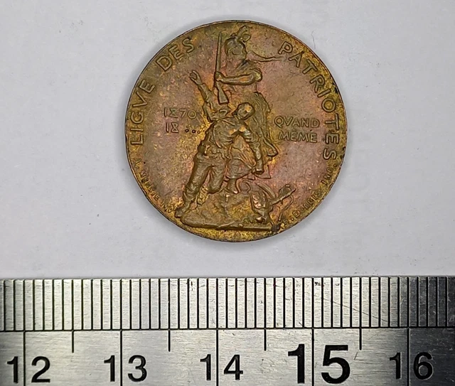 Médaille Patriotique Qui Vive France 1882 Ligue Des Patriotes Bronze 23mm 8g