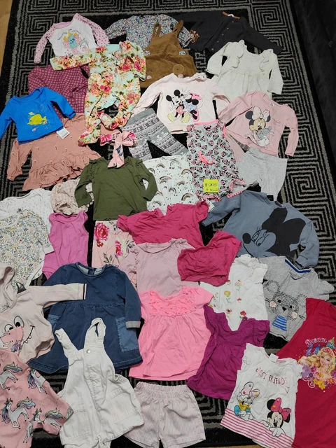 #205-XXL Enorme pacchetto di vestiti per bambina 9-12 mesi NEXT GEORGE DISNEY H&M ZARA
