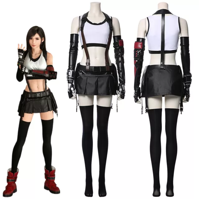 Final Fantasy VII Remake Tifa Lockhart Cosplay Costume Outfit Skirt Vest Dress