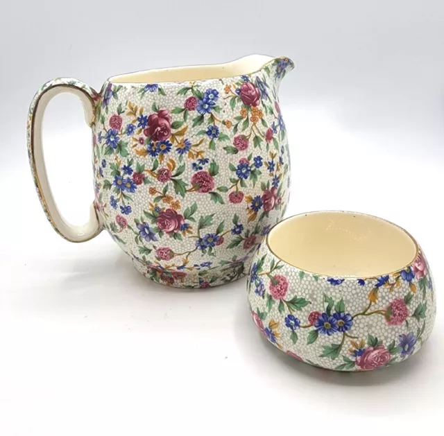 Royal Winton Grimwades Ivory Old Cottage Chintz with Sugar Dish