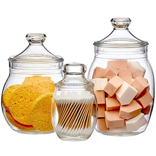 - Kiss - Acrylic Bathroom Canisters (3-Piece Set), Plastic Apothecary Jars