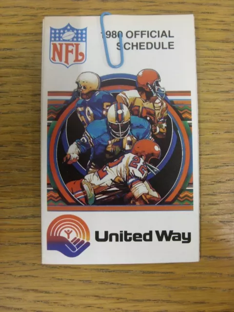 1980 American Football Fixture Card: National Football League - Football Schedul