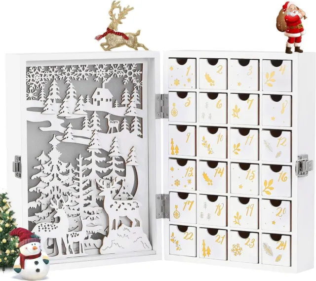 HYGGEHAUS Christmas Wooden Advent Calendar - 24 Drawers (Gift)