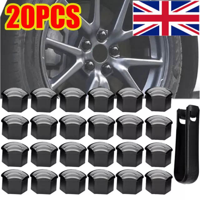 20Pcs 17mm Gloss Black Car Wheel Nut Caps Bolt Covers FOR Audi VW Vauxhall Bmw