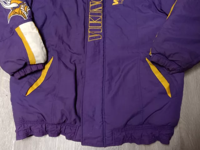 VINTAGE 90S PROLINE Minnesota Vikings Snap Hooded Jacket Men's Size XL ...