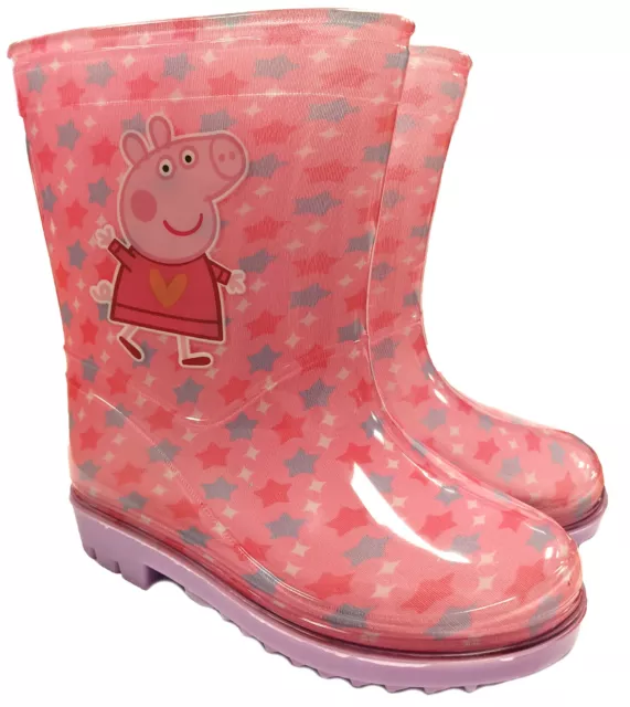 Childrens Peppa Pig Girls Wellington Boots Beach Wellies Kids Water Proof Shoes