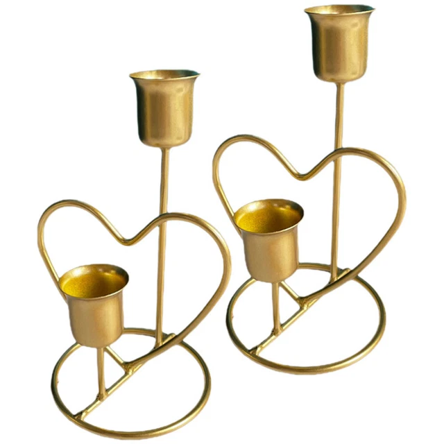 2 piezas candelabro nórdico Candlestick Holder Taper Heart Candle soporte mesa