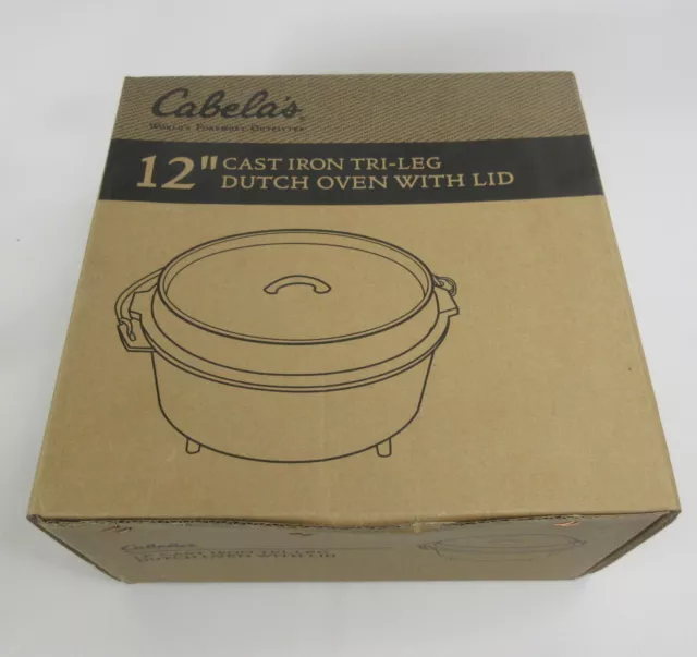 New Cabela's Outfitter Cast Iron Tri Leg 10 QT Dutch Oven without Lid  Camping
