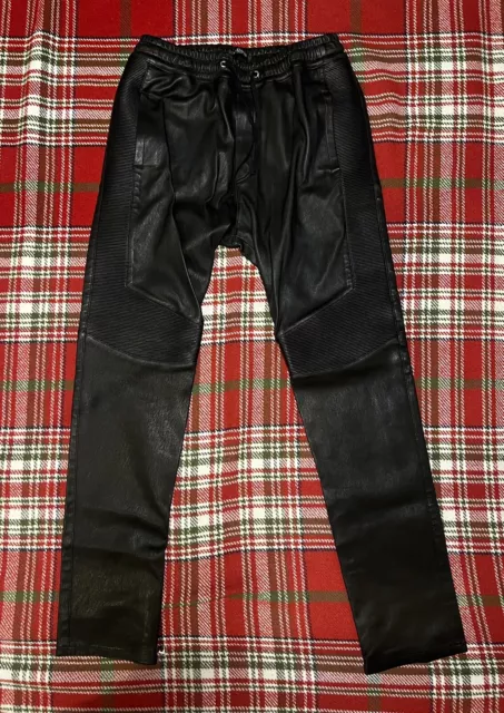 Balmain Leather Moto Jogger Pants Xxl