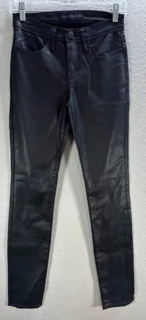 Women's Rock & Republic Black Coated Berlin Skinny Jeans Pants Slim Ankle Sz 2 M