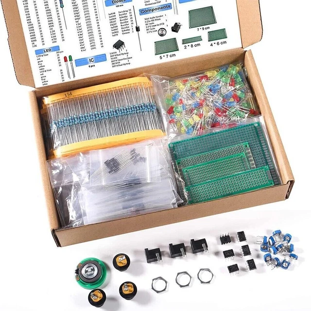 1900pcs Mega Kit de composants électroniques avec condensateurs Résistances...