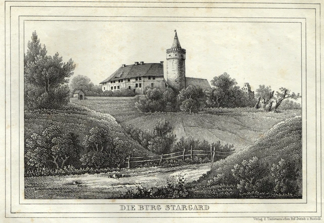 Castillo Stargard Original Litografía Tiedemann 1845
