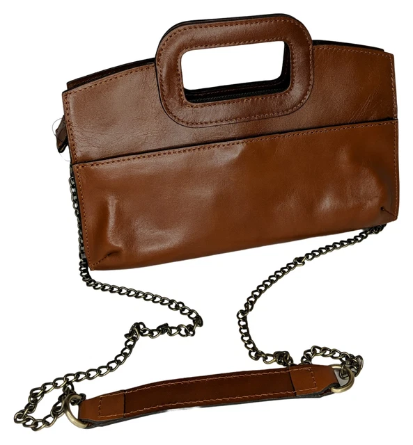 Patricia Nash Sz Small Leather Rainbow Top Handle Crossbody Brown Handbag