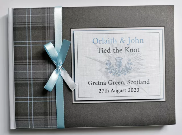 Libro degli ospiti di nozze tartan blu scozzese, album
