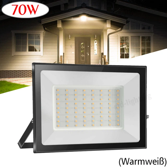 70W LED Fluter Flutlicht Strahler Scheinwerfer Außen Baustrahler Lampe Warmweiß
