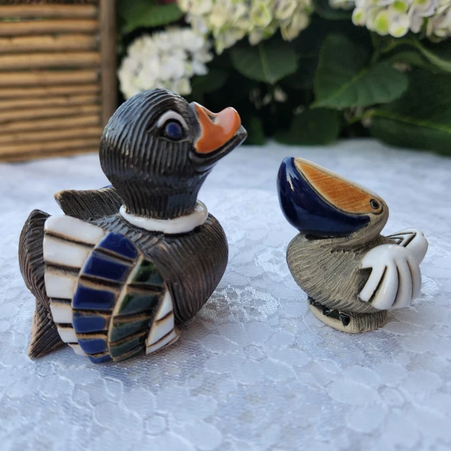 Mallard Duck Pelican Figurines Artesania Rinconada Uruguay Vtg Clay Art Pottery