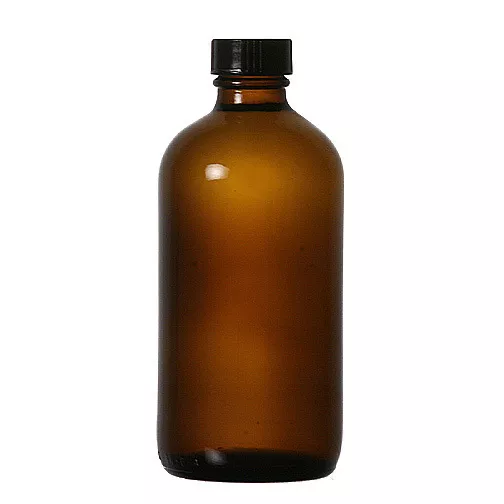 32 Pcs 4 oz [120 ml] AMBER Boston Round Glass Bottle W/Cone Caps