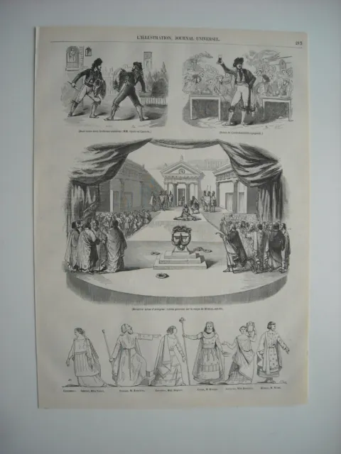 Gravure 1844. Scenes Espagnoles. , M Ojeda Melle Masson. Antigone.