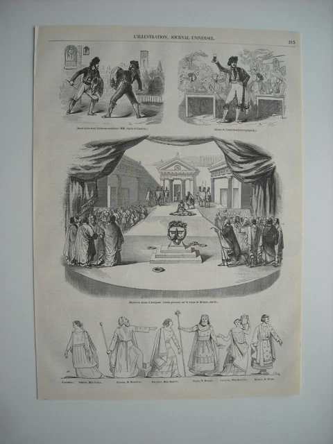 Gravure 1844. Scenes Espagnoles. , M Ojeda Melle Masson. Antigone.