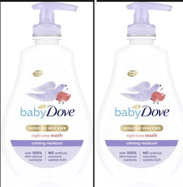 2x Baby Dove Calming Nights gentle cleansing gel - 2x 400ml - New