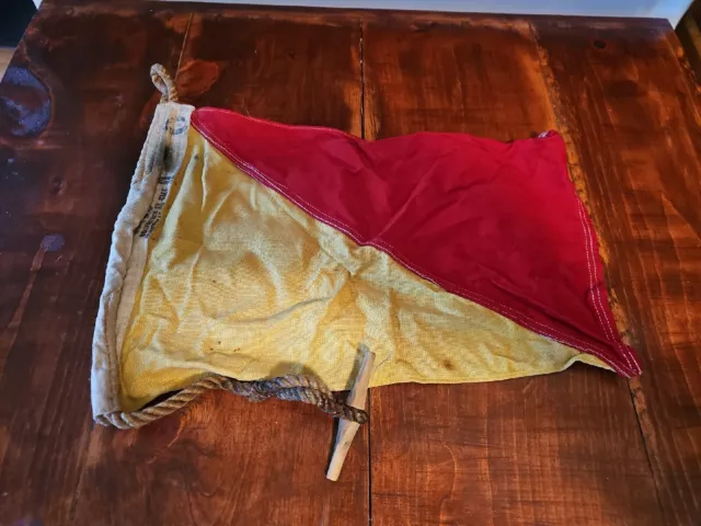Antique Maritime Nautical Signal Flag Code O Original As Found