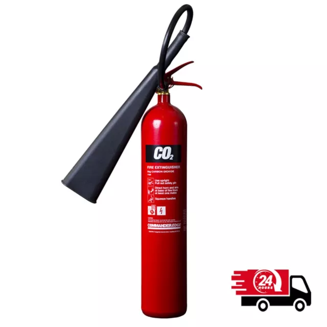 5kg CO2 Carbon Dioxide Fire Extinguisher, CE, BS Kitemarked, Wall Bracket, Horn