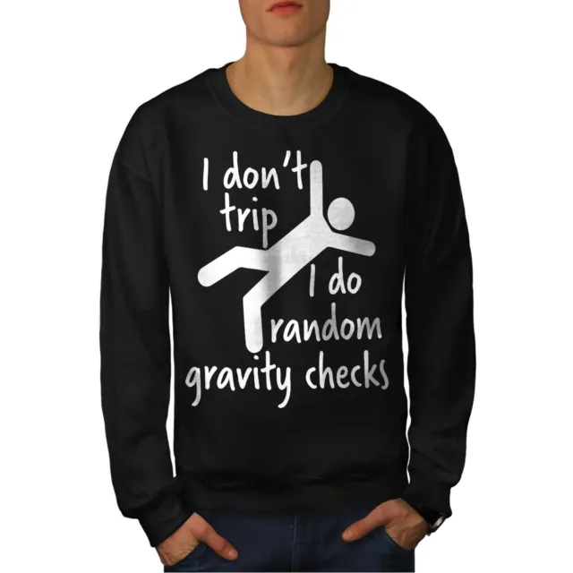 Felpa da uomo Wellcoda Gravity Checks, slogan divertente maglione pullover casual