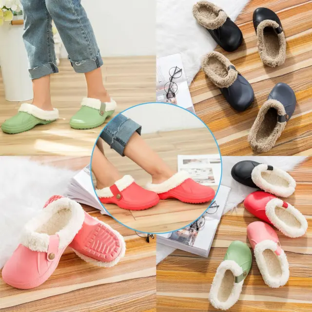 Mens Women's Slippers Slip on Winter House Shoes Memory Foam Outdoor Indoor Warm 2