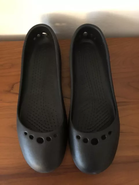 Crocs Black  Prima Alice Mary Jane Kadee Ballet Flat Shoe Slip On 9