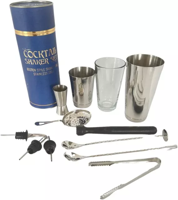 12 Stück Essential Edelstahl Barkeeper Cocktail Boston Style Shaker Set